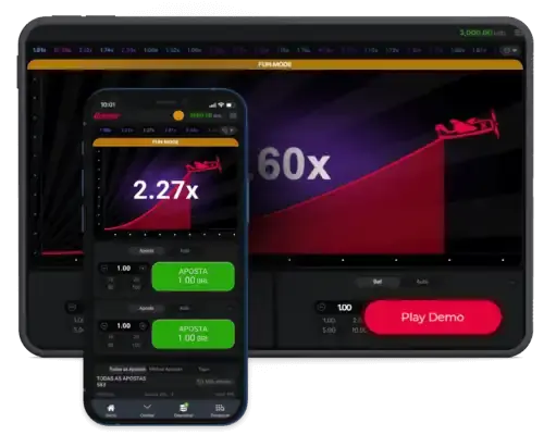 Aviator demo game on mobile and tablet screens