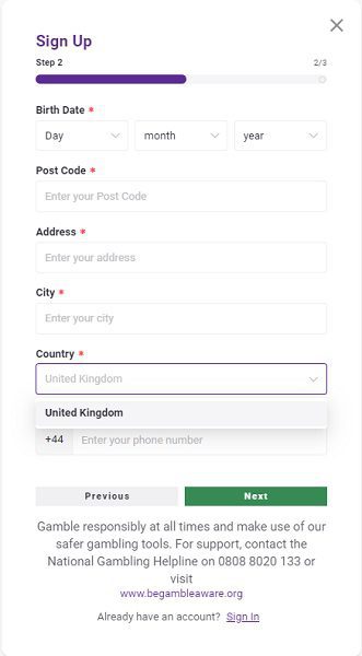 Hollywoodbets sign up step 2