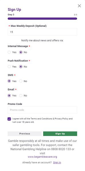 Hollywoodbets sign up step 3