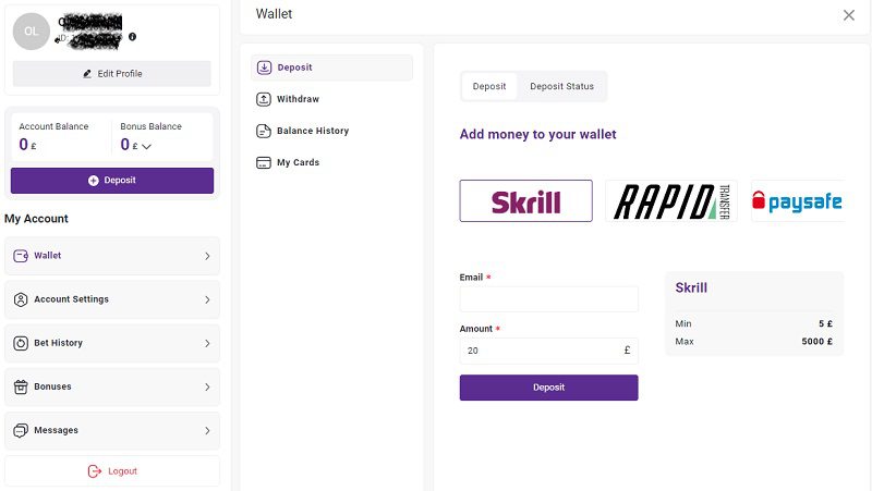 Deposit and Withdrawal Methods