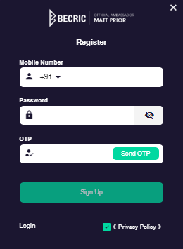 Becric registration panel