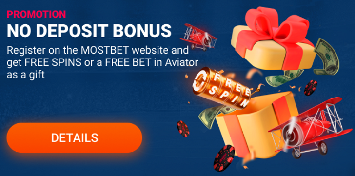 Promo banner of the Mostbet No deposit bonus