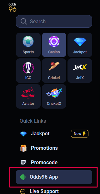 Odds96 app to download