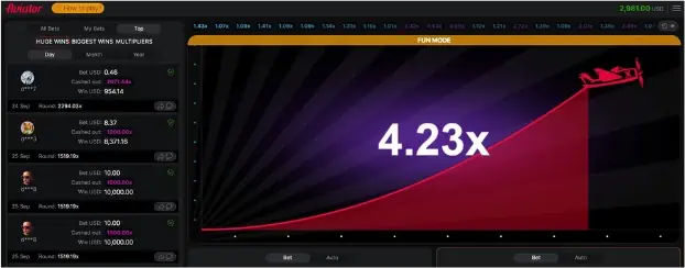 aviator betting game interface
